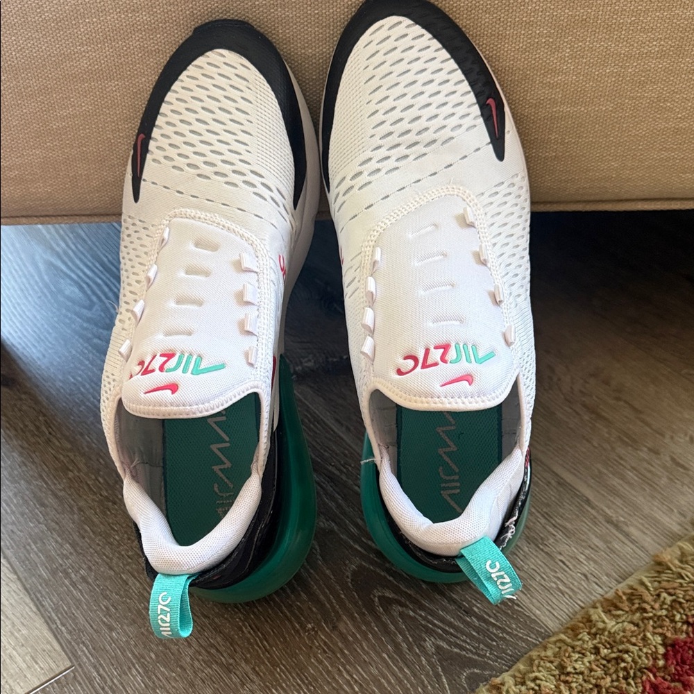 Nike Air Max 270 White and Teal Sneakers